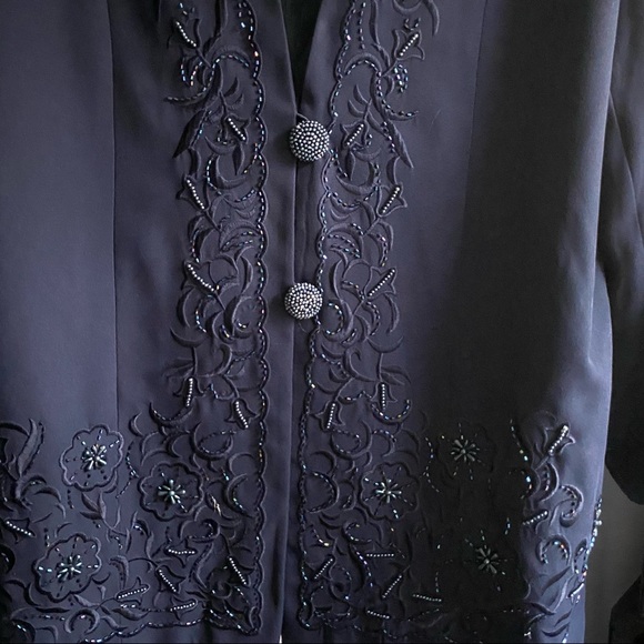 Sabartini Navy Blazer with Beading Detail 20W - Picture 6 of 9